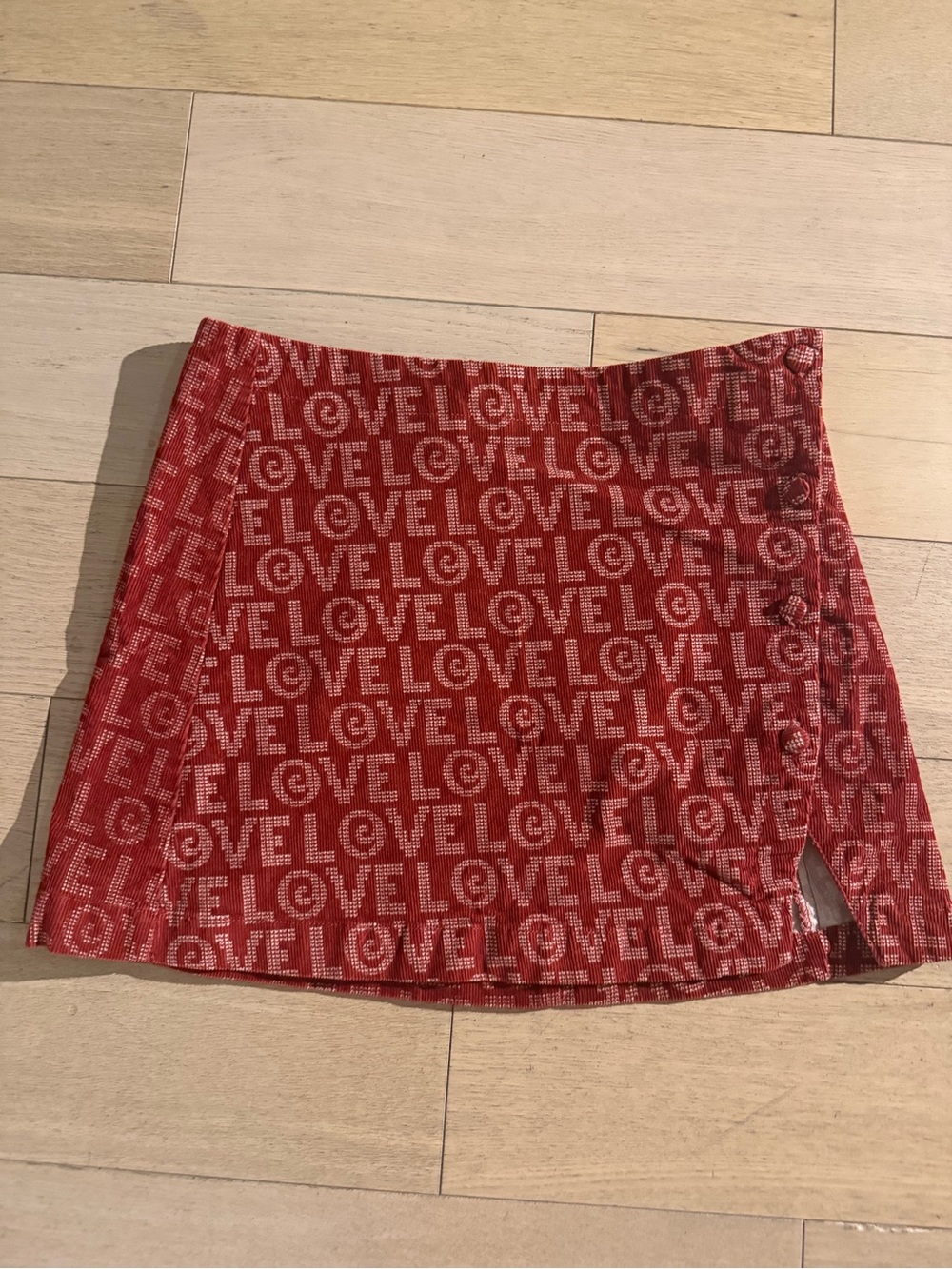 Red 'LOVE' Jacquard Mini Skirt